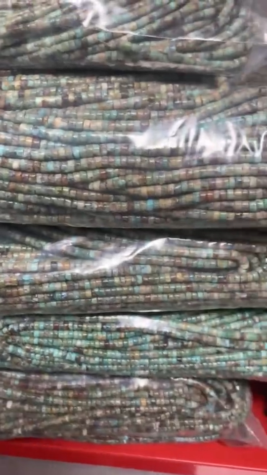 100% Yote ya Asili ya Turquoise Heishi Rondelle Umbo Halisi Adimu Asili wa Vito vya Turquoise Shanga Zilizolegea 12