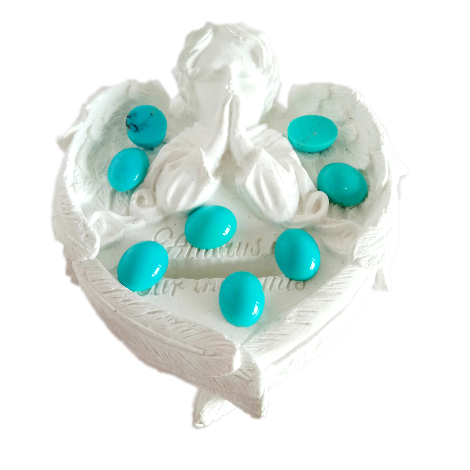 100٪ قدرتي فيروز 8 * 10mm جواهر ڪيبوچون رنگيل فيروز ايريزونا 15