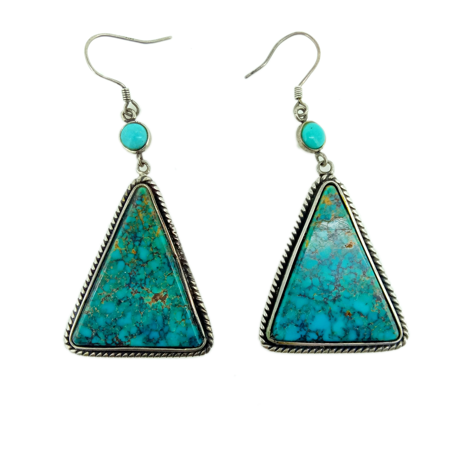 925 Ayar Gümüş Firuzəyi Sırğa Üçbucaq Dizayn Sırğa Cabochon Sırğa 15