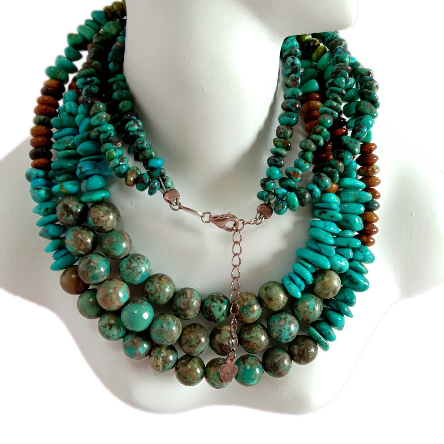 100% təbii firuzəyi tel boyunbağı Cənub-Qərb 925 əyar gümüş boyunbağı 15