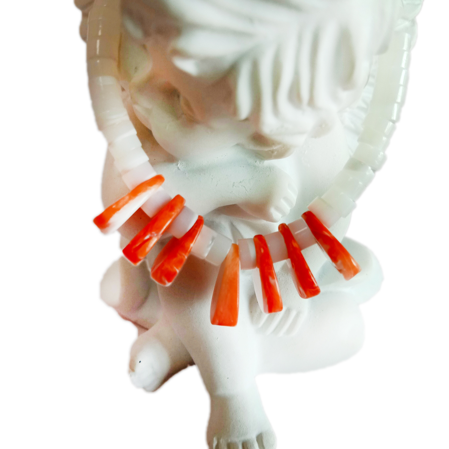 Genuine Native American Style Natural spiny oyster and mop Gemstone Bracelet 14