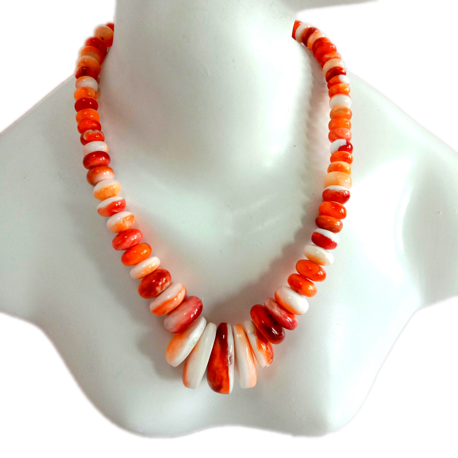 Natural spiny oyster shell bead Gorgeous natural orange color High quality Necklace 14