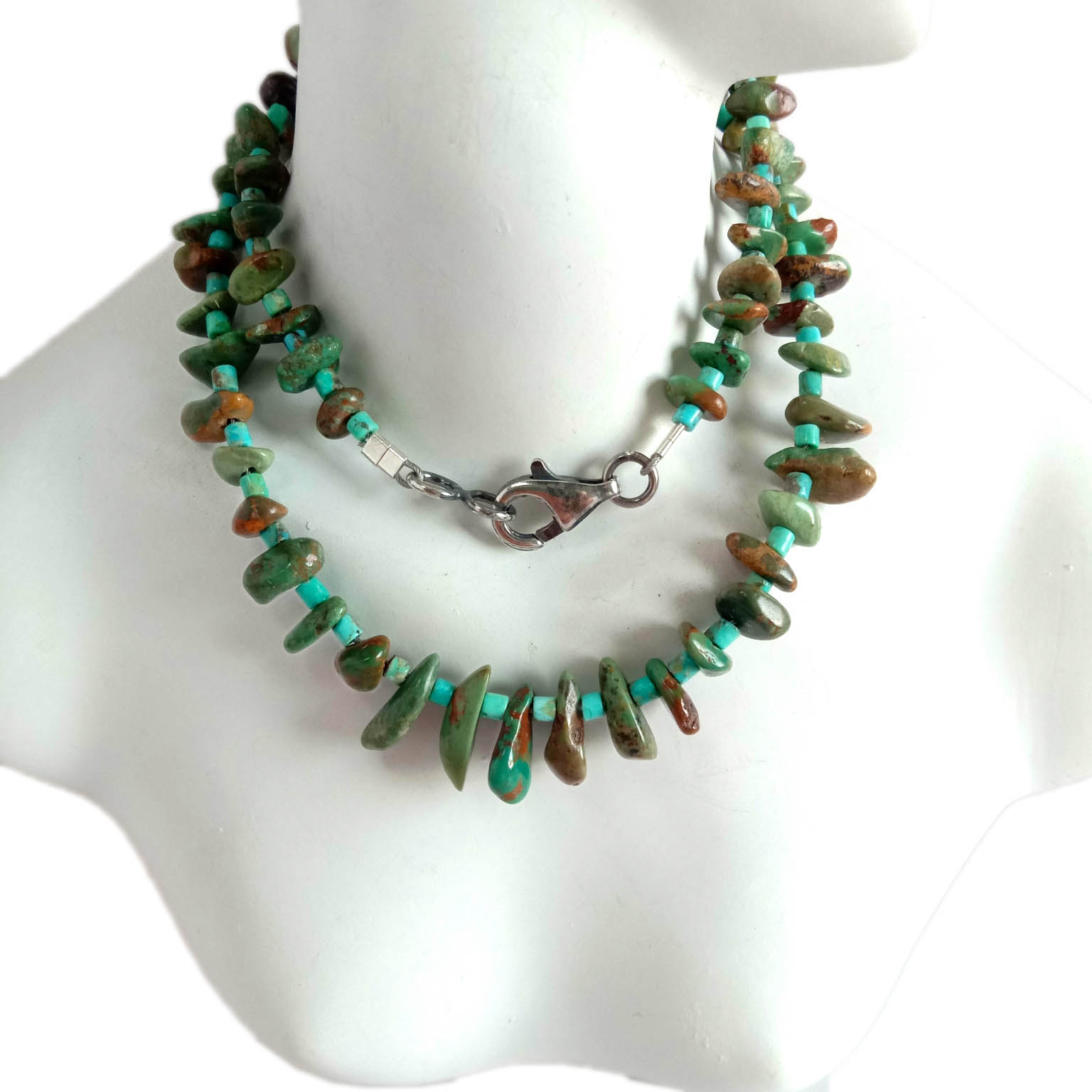 Təbii firuzəyi daş 925 əyar gümüş boyunbağı 15