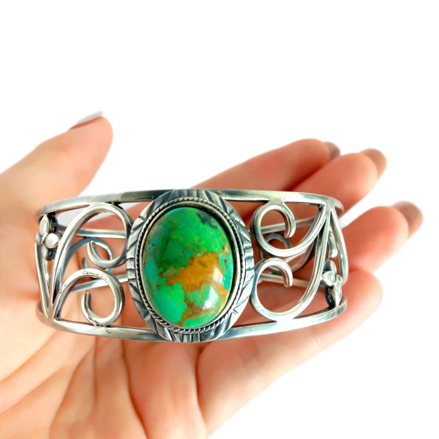 925 Sterling Silver Genuine Turquoise Bangle  Boho Turquoise Bangle 15