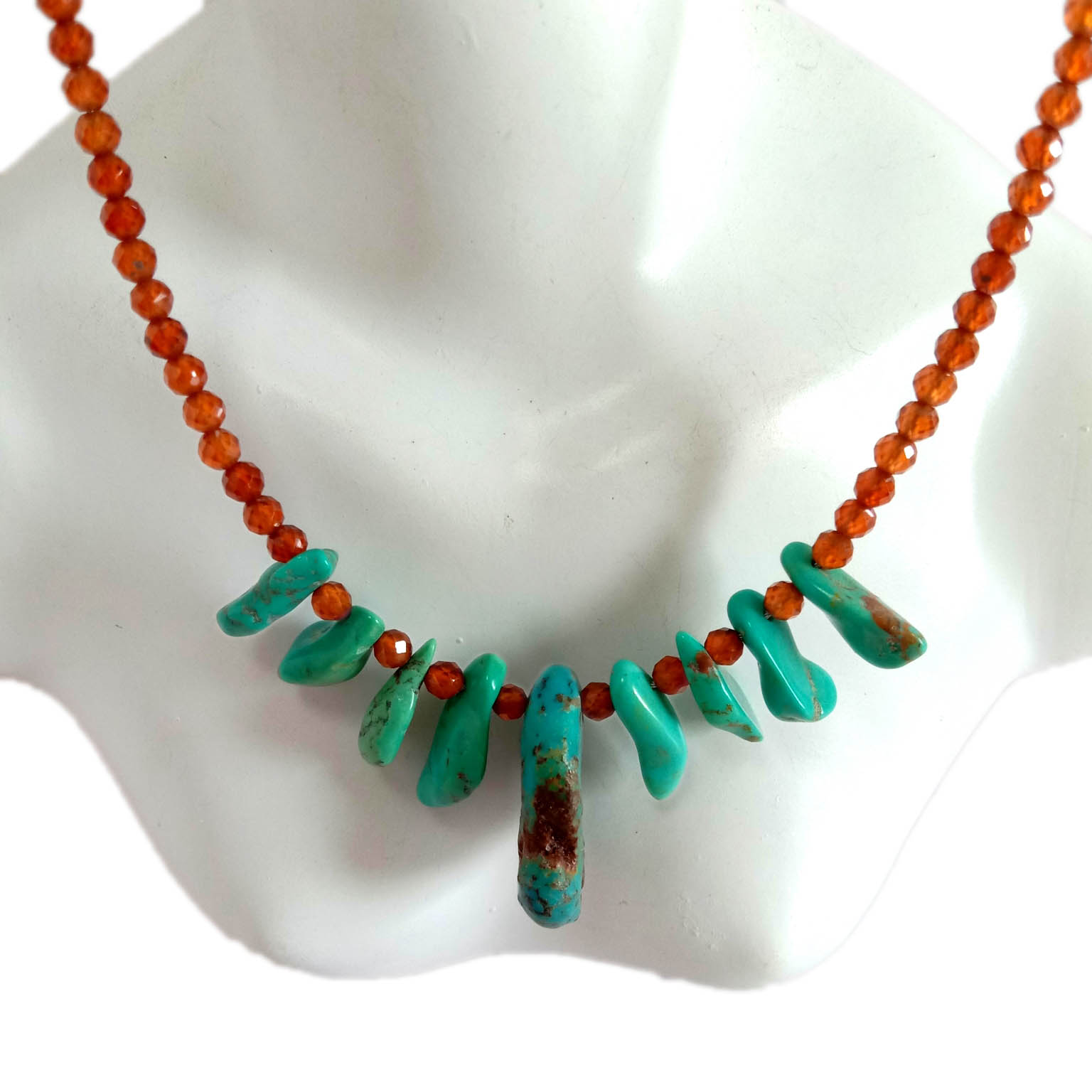 Mandarin orains Turquoise Nàdarra Garnet 925 necklace Silver Sterling 14