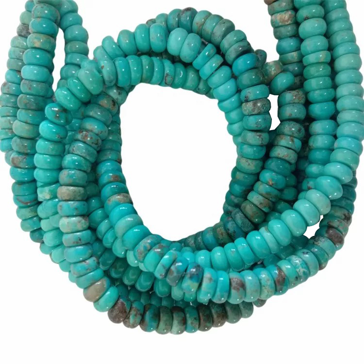 Natural Green Turquoise Rondelle Energy Healing Gemstone Solve Beads for Bracelet Necklace Jewelry Making 18