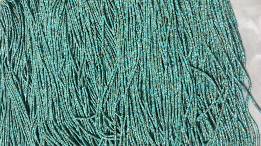 Təbii Firuzəyi Heishi, 4mm 16 düym boyunbağı 12