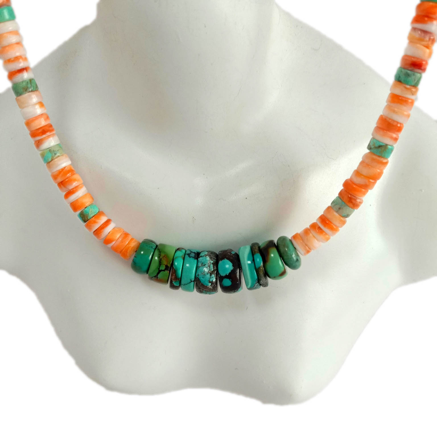 Voajanahary vita tanana manga Turquoise sy volomboasary spiny Beads Necklace 15