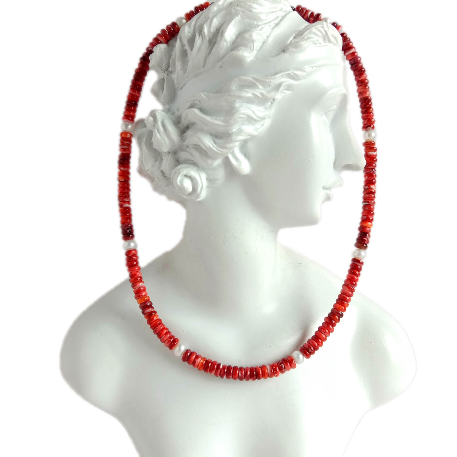 Əl işi Təbii tikanlı istiridyə və mirvari boyunbağı Sterling Silver 15