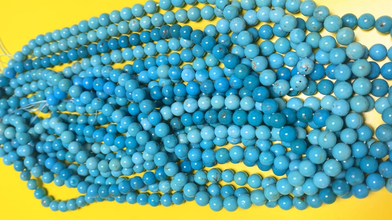 Ushanga wa Asili wa Turquoise 6mm, Ushanga wa Mviringo uliolegea, Wenye Ushanga wa Bluu 12