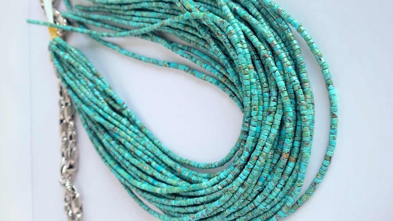 Rangi ya samawati ya Turquoise Heishi, 4mm Inchi 16 Mstari 12