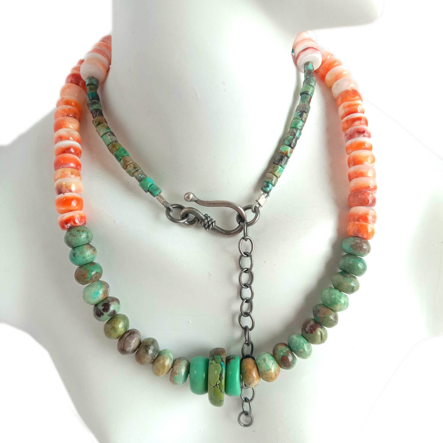 Təbii firuzəyi və tikanlı cənub-qərb yerli muncuqlu qiymətli daş qabıqlı boyunbağı 15