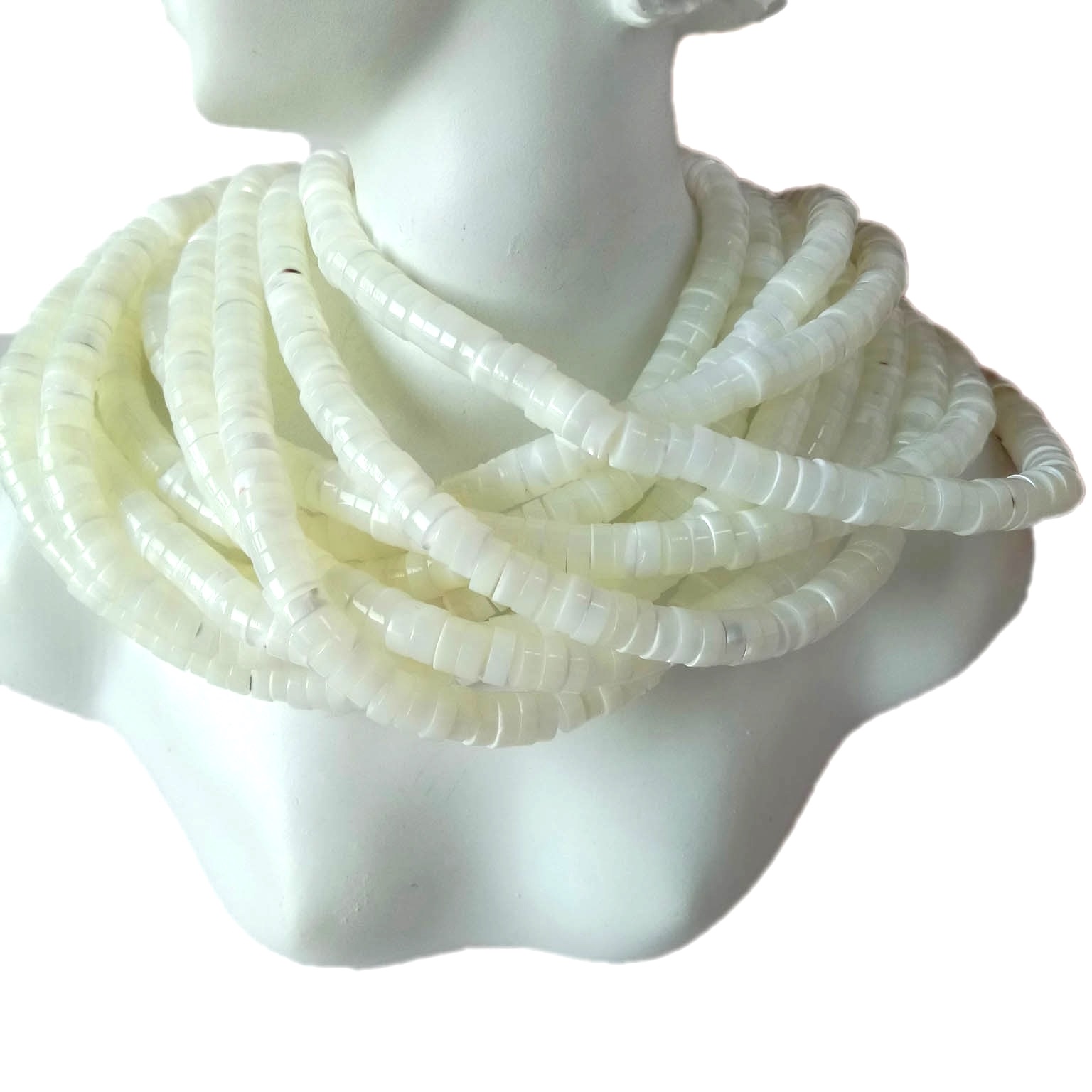 ສີຂາວທໍາມະຊາດ MOP beads 6mm Gemstone Necklace 14