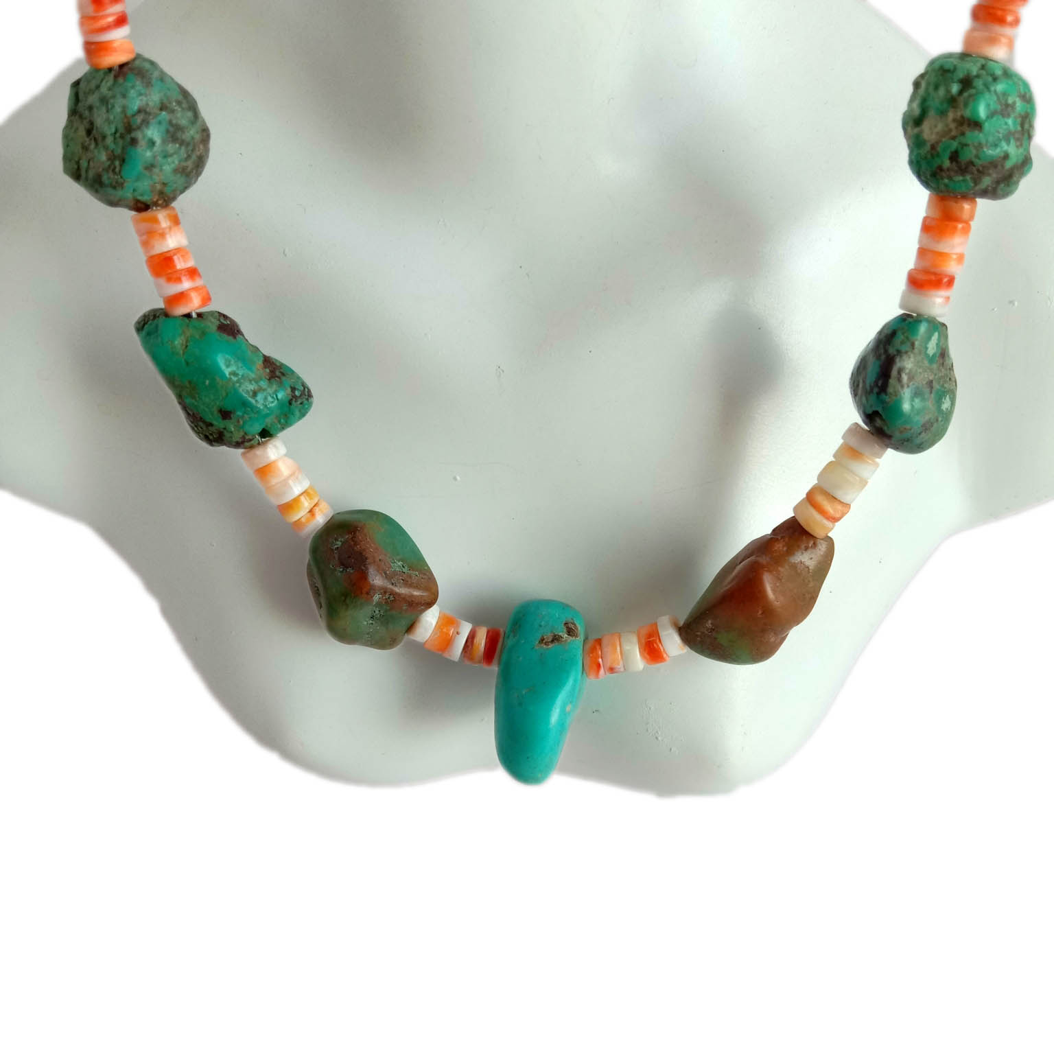 Natural Turquoise and spiny Oyster Necklace jewelry casual strand jewelry 15