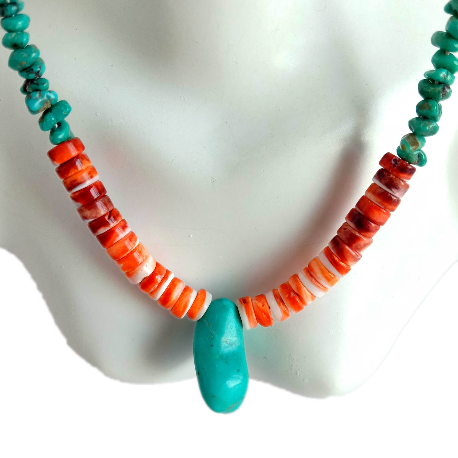 Təbii Əl işi Boyunbağı Firuzəyi və tikanlı Oyster Gemstone muncuq zərgərlik 15