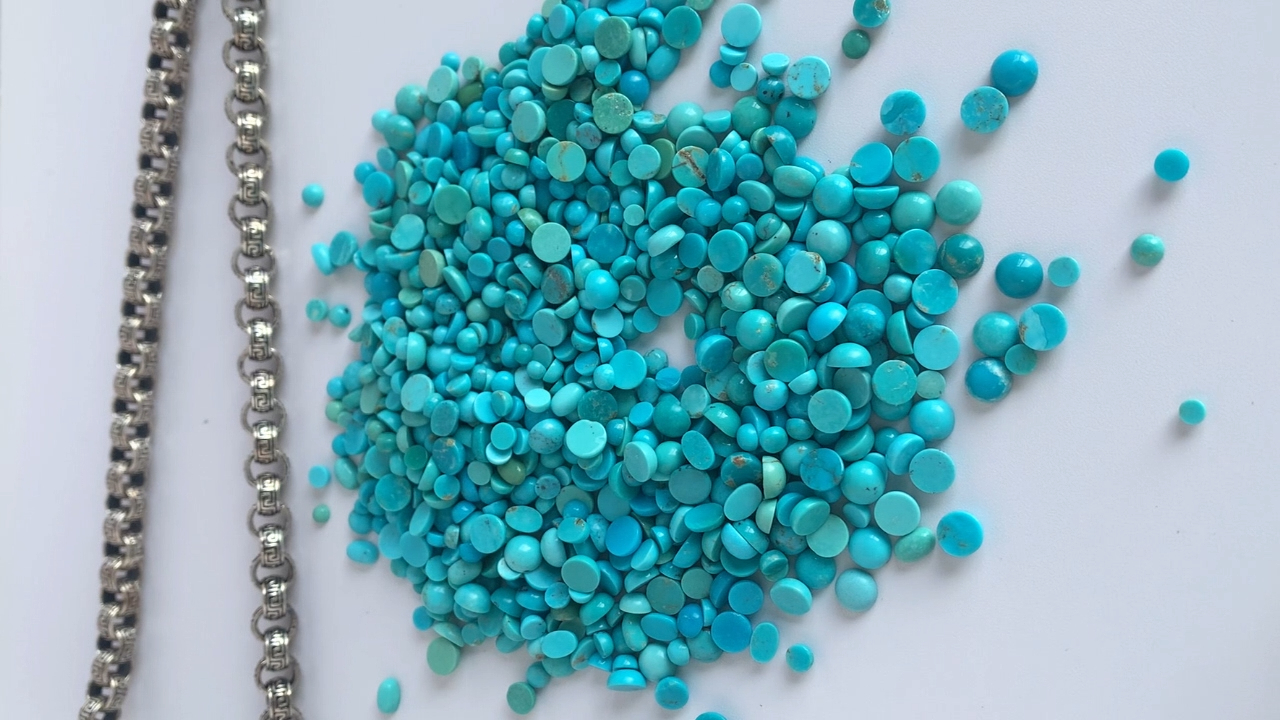 Naturlig turkos rund cabochon, turkos rund cabochon lös ädelsten 9