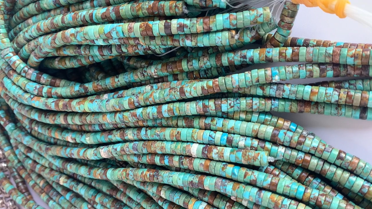 സ്വാഭാവിക ടർക്കോയ്സ് ഹെയ്ഷി പച്ച നിറം, 6 മിമി 16 ഇഞ്ച് സ്ട്രാൻഡ് 12