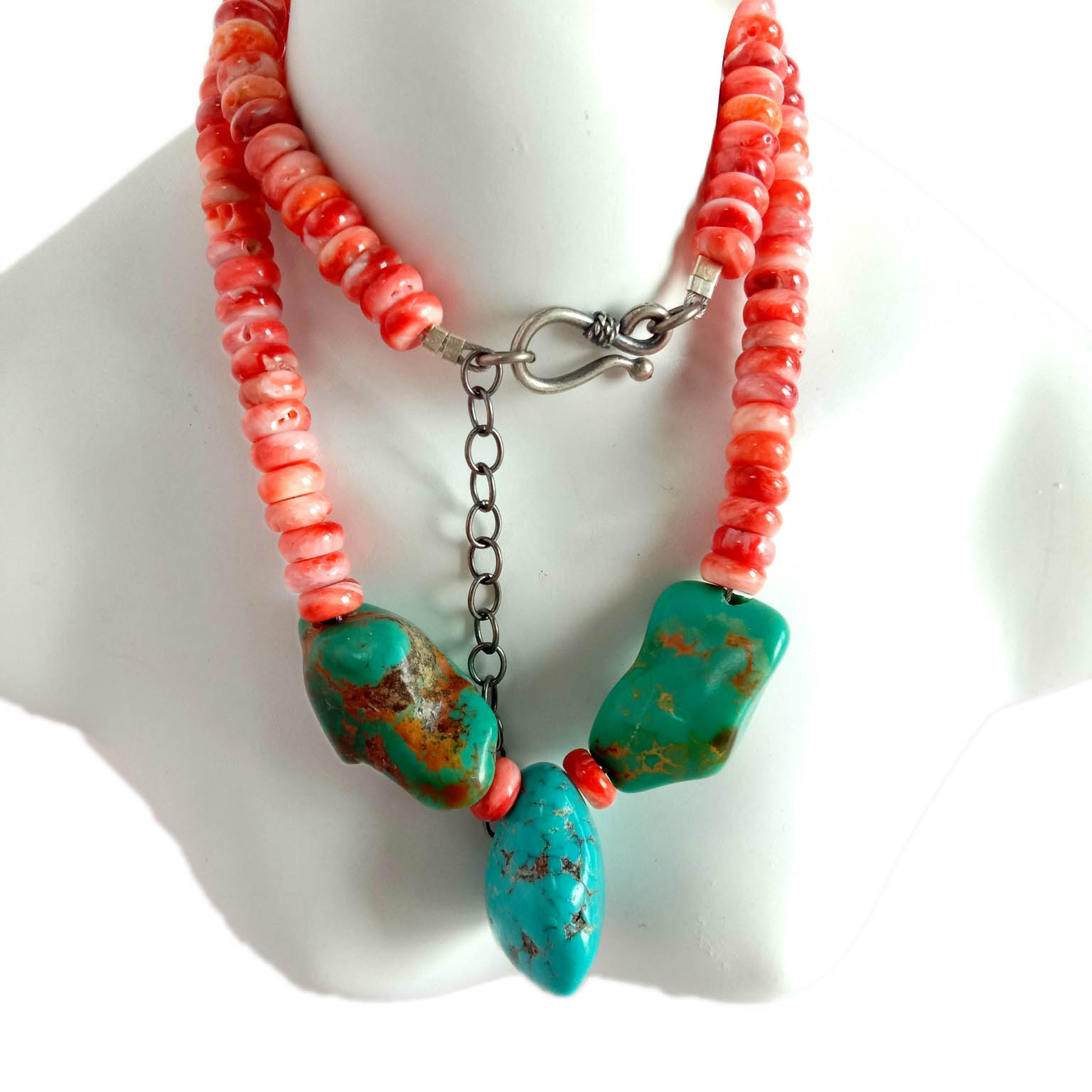 Firuzəyi Boyunbağı Təbii Kingman Spiny Oyster Firuzəyi Çox Rəngli Əl İşi Boyunbağı 15