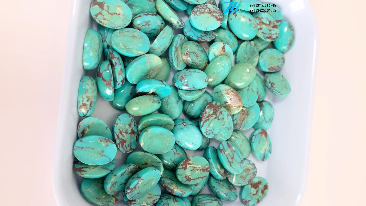 Blauw Turquoise ovale cabochon gekalibreerd glad, voor het maken van sieraden, 10 * 14 mm 9