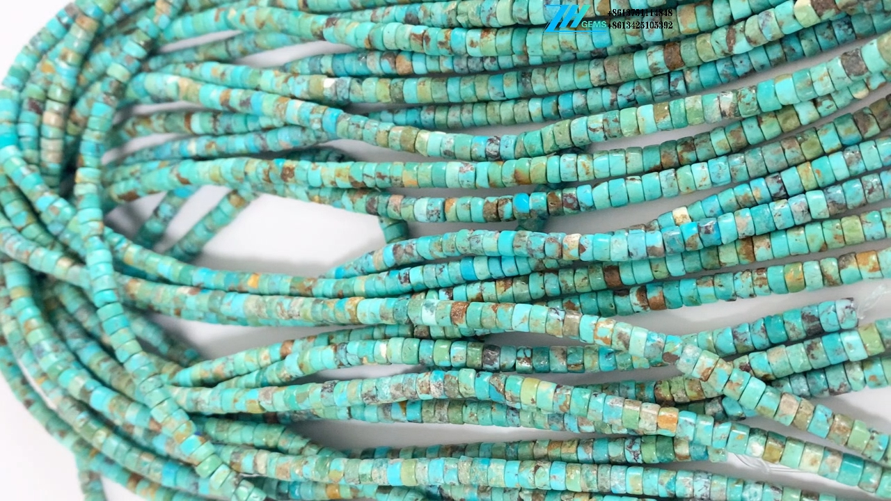 Natural Turquoise heishi Beads, Natural Gemstone Beads  Full strand 4mm 16 inch great for jewelry making 12