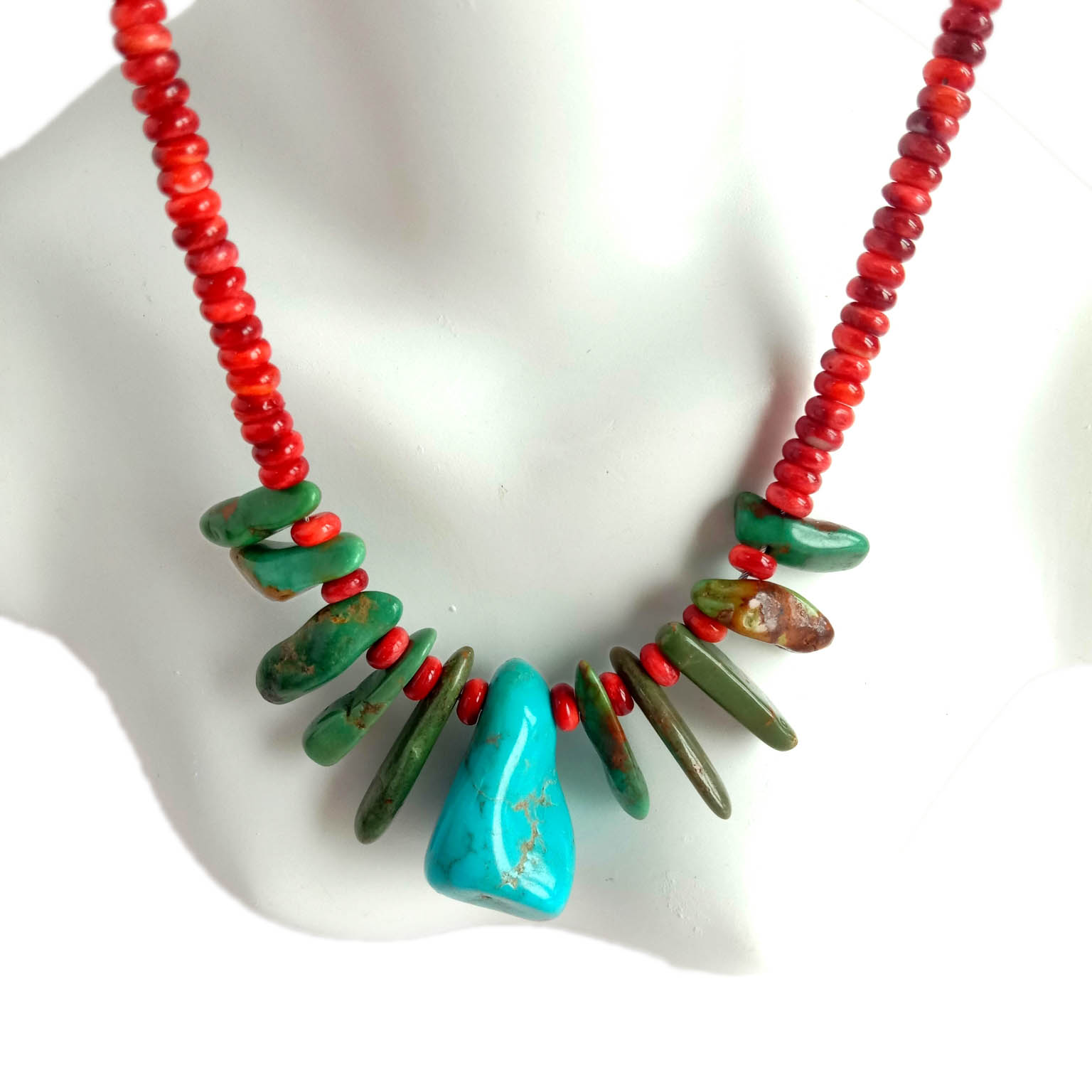 Qiymətli Daş Muncuqlar Zərgərlik Təbii Firuzəyi və tikanlı boyunbağı firuzəyi muncuq boyunbağı 14