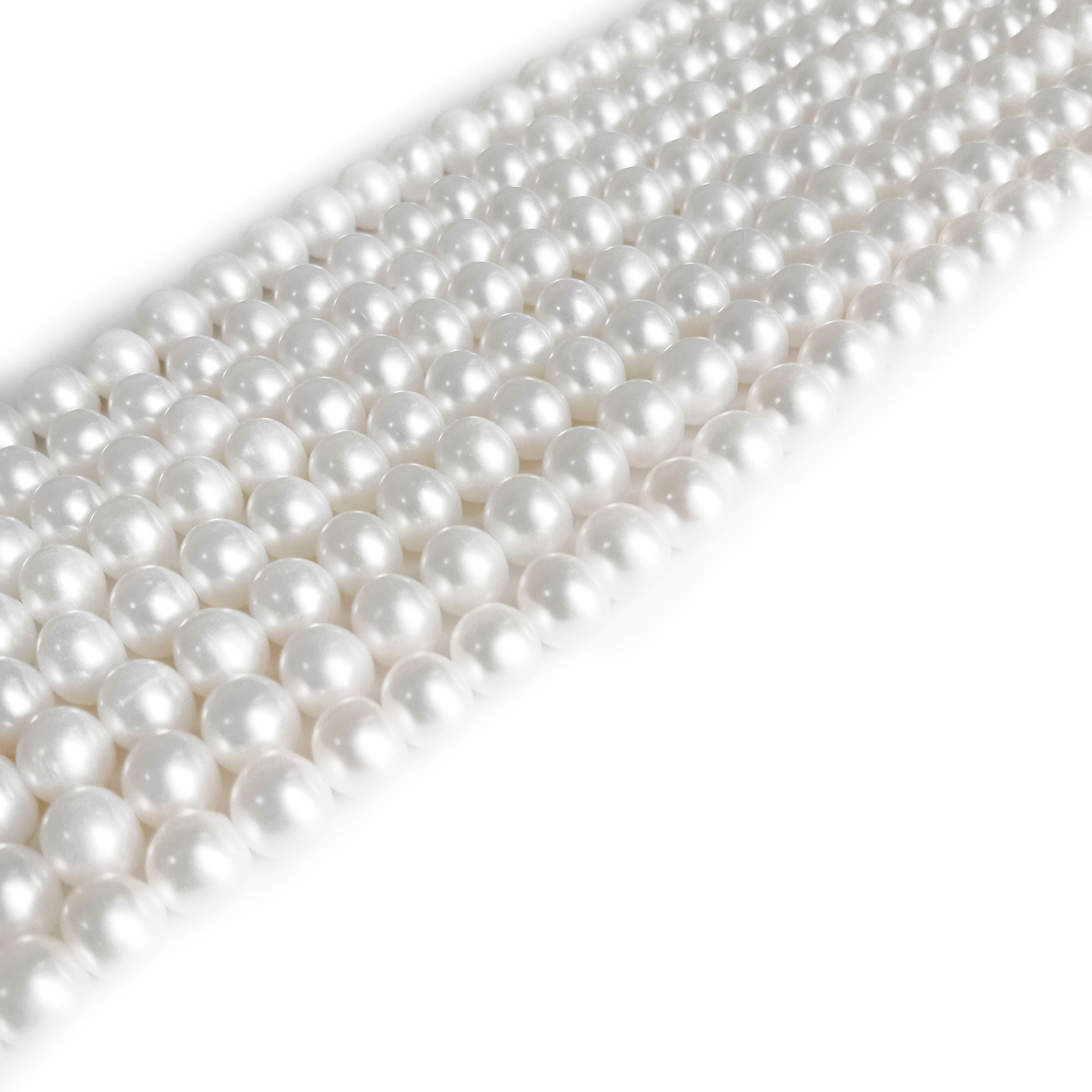 Ädelstenspärlor Halsband med naturliga vita pärlor 14