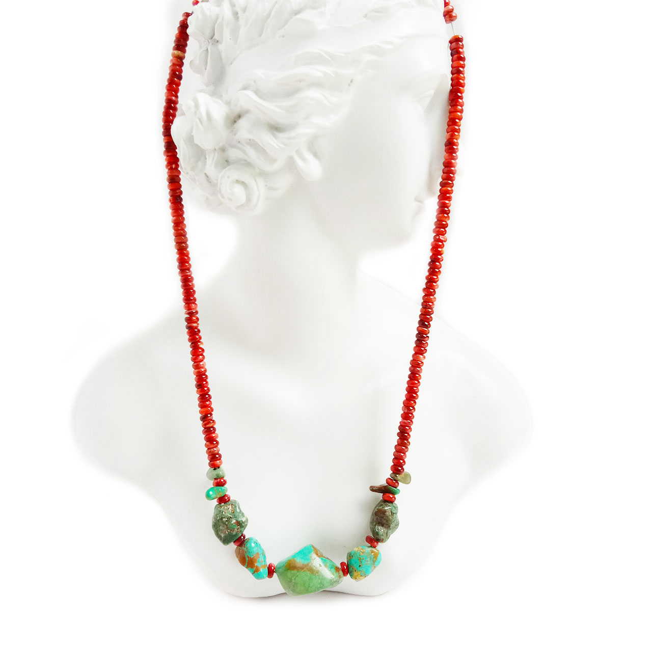 Gemstone Boncuklar Təbii Firuzəyi və tikanlı orijinal zərgərlik əl işi boyunbağı 18