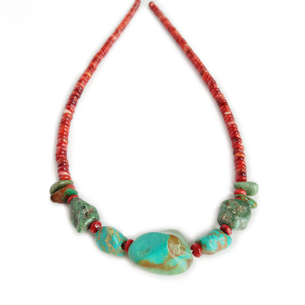 Gemstone Boncuklar Təbii Firuzəyi və tikanlı orijinal zərgərlik əl işi boyunbağı 17