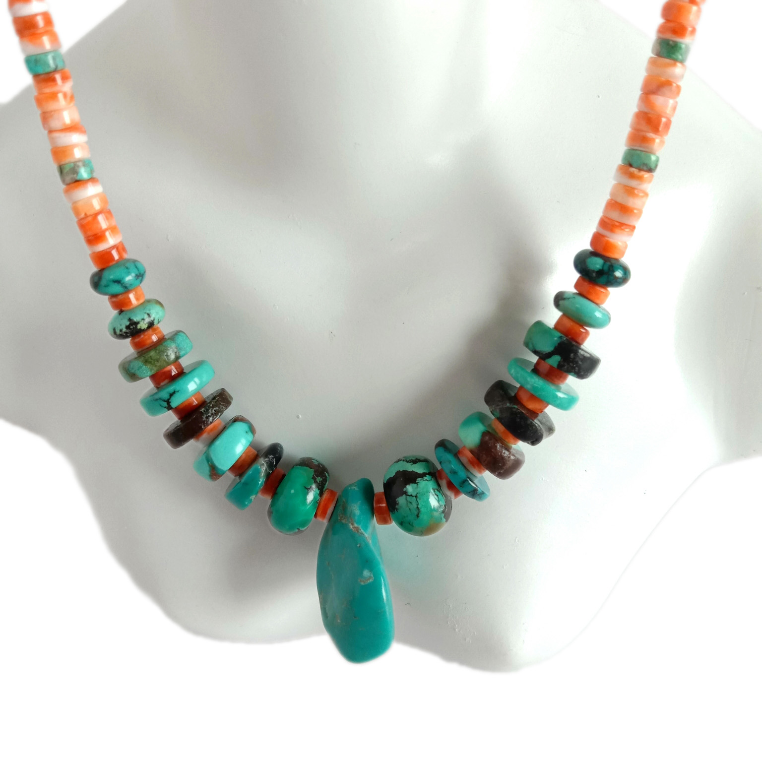 Asli Turquoise Natural Spiny Oyster Shell Turquoise Ocean Theme Charm kalung 15