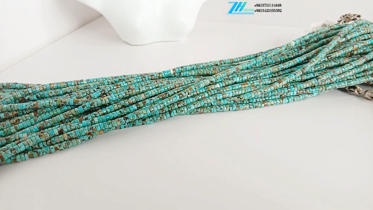 Turquoise heishi 4mm Necklace Made in USA Turquoise Beads1 12