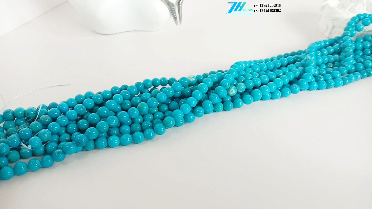 Turquoise 6mm Everyday Turquoise Necklace Blue Bead Necklace 12