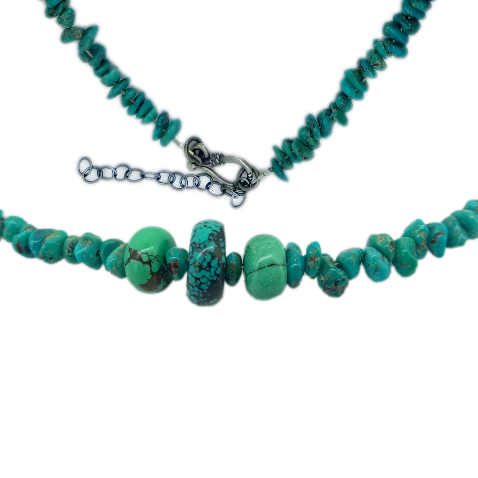 Turquoise Yachilengedwe Yopangidwa Pamanja 925 Sterling Silver necklace Mkanda wamiyala yodzikongoletsera mkanda 15