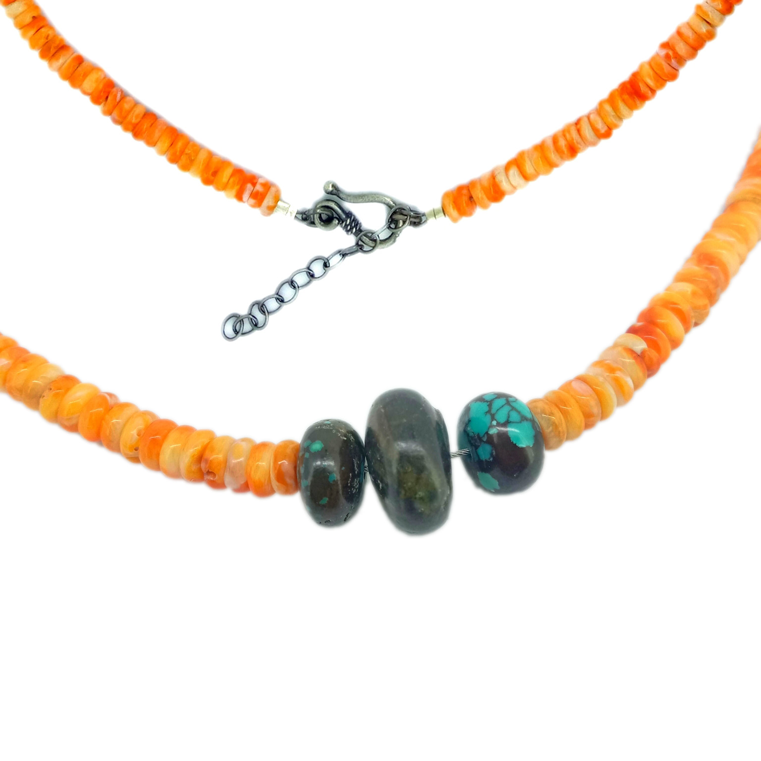 Təbii firuzəyi və tikanlı boyunbağı Boho Əl işi boyunbağı Muncuq zərgərlik 14