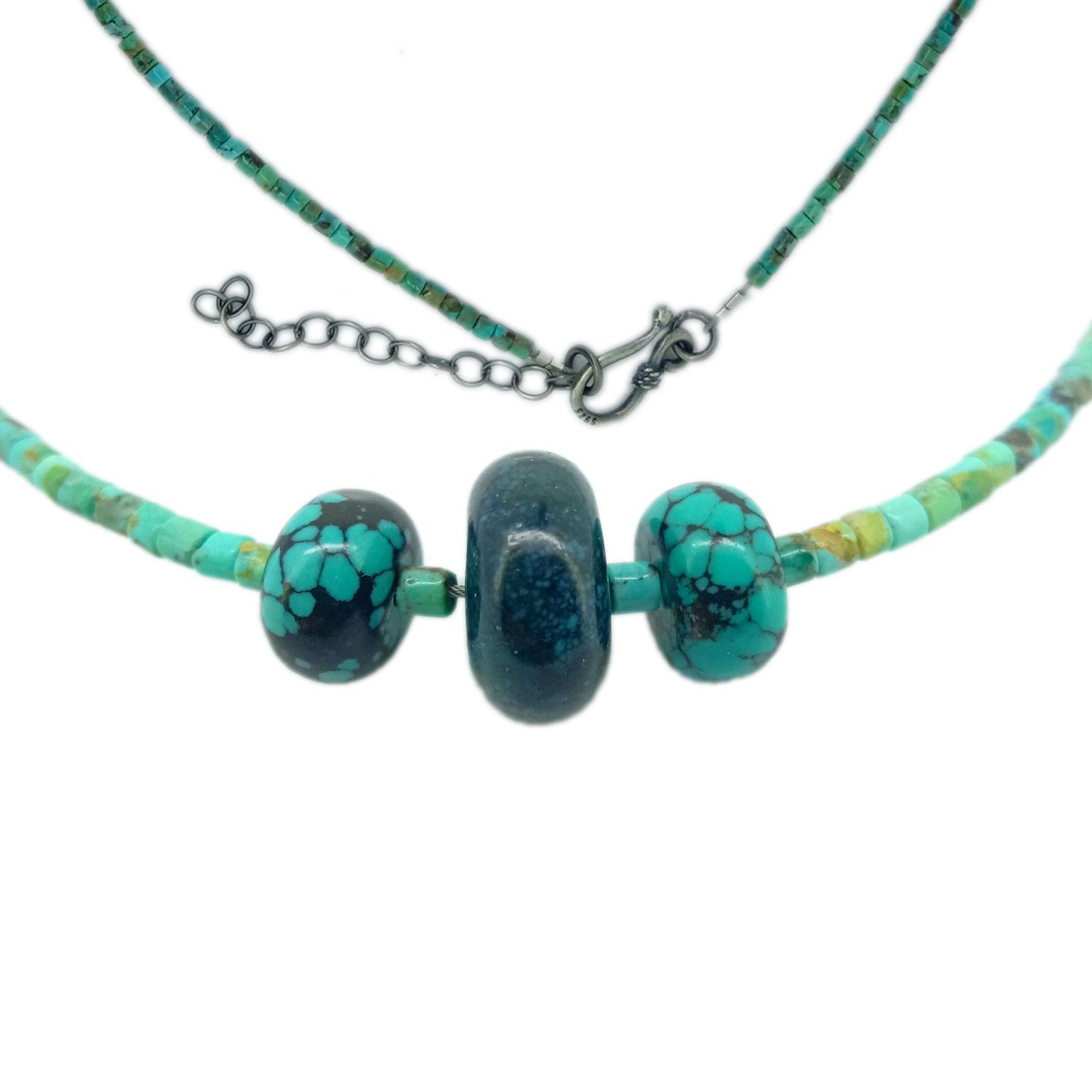 Mavi Daş Boyunbağı Firuzəyi boyunbağı Boho zərgərlik Əl işi boyunbağı 15
