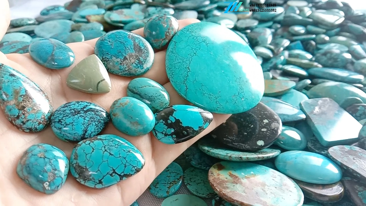 100٪ الفيروز الطبيعي كابوشون الأحجار الكريمة الفيروز المتطابقة 9