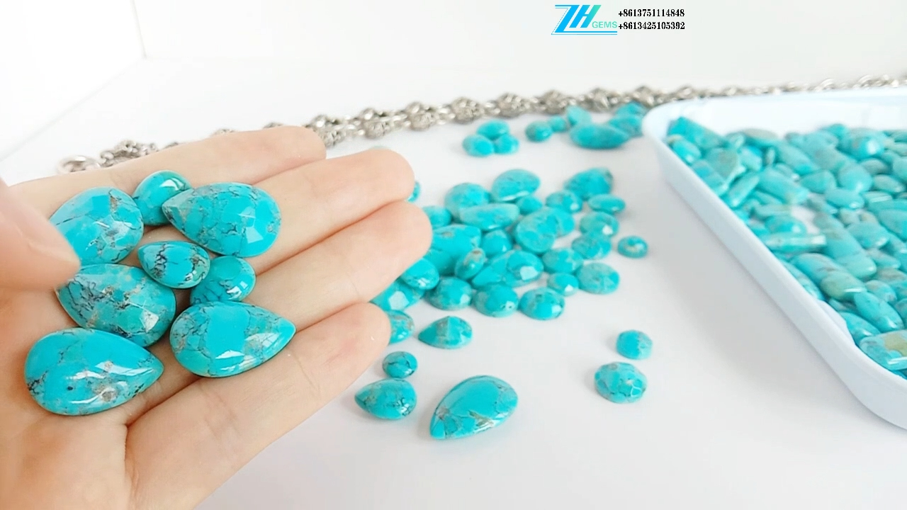 Pyè presye turkwaz kabochon 5-20mm turkwaz wòch ki lach 9