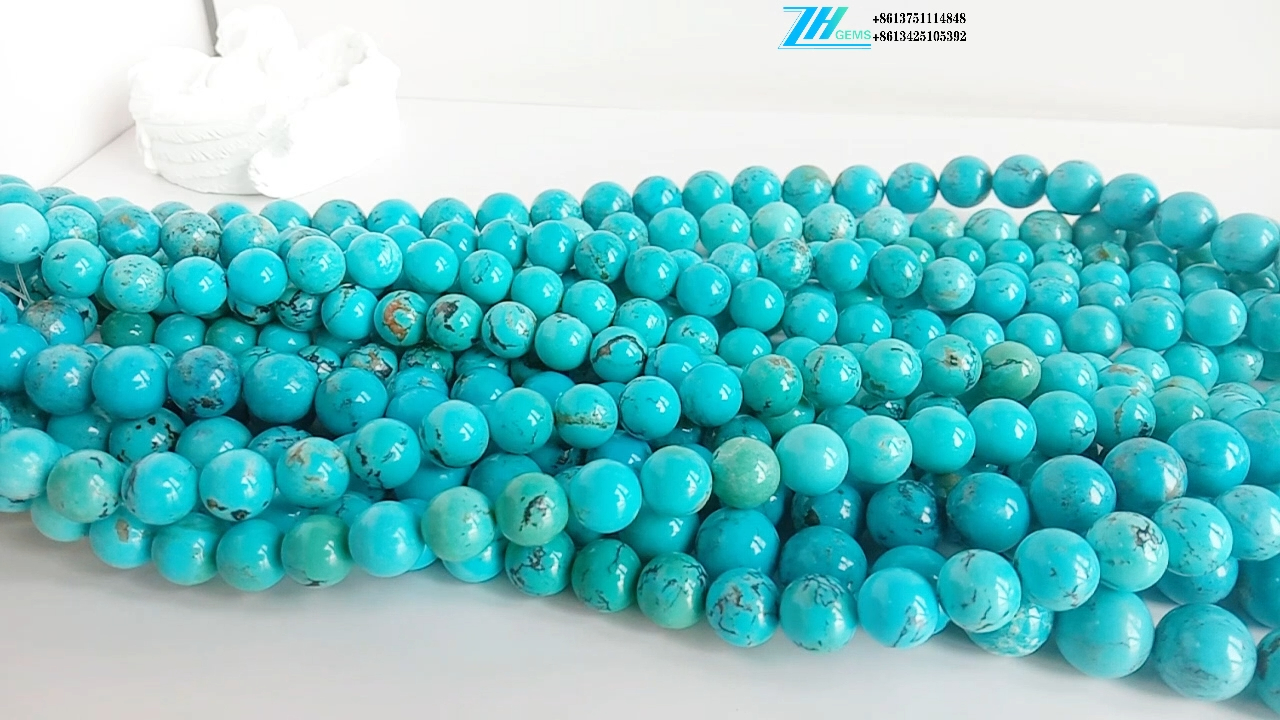 Turquoise Babak manik biru Turquoise Manik lemes 8mm 12