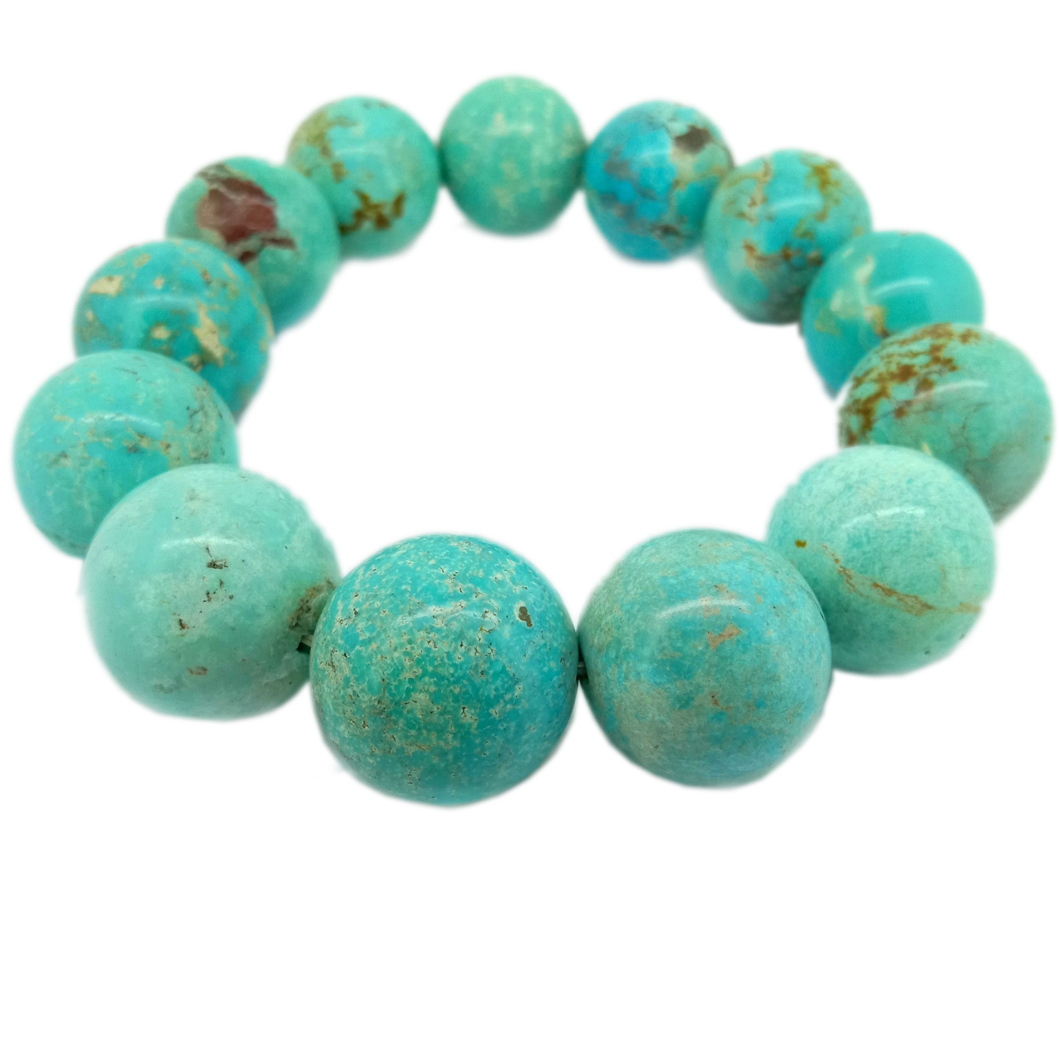 Turquoise 15mm Blue Bead Necklace Round Turquoise Bead jewelry 18