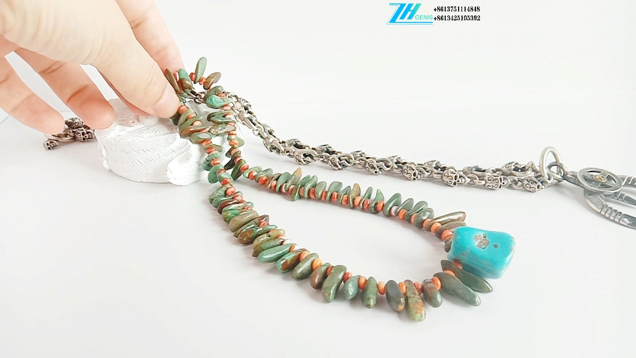 16 inci Turquoise asli dan rantai Tiram Berduri 15