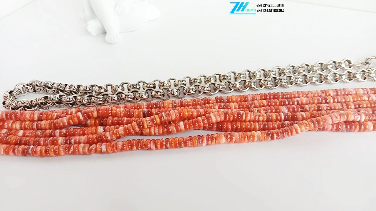 Spiny Oyster Beads Strand Red Strand 16 英寸项链长度 8