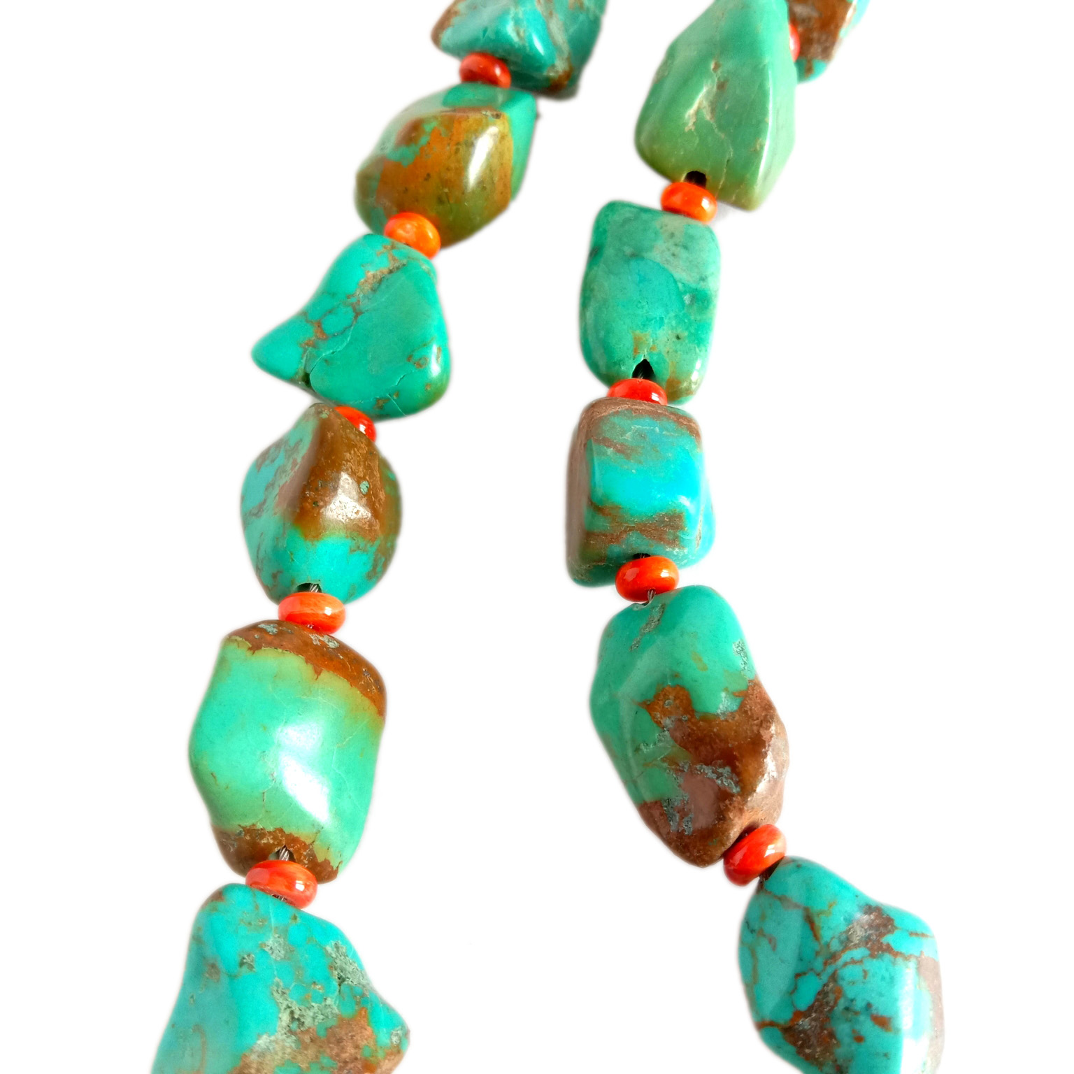 Cənub-Qərb Üslublu Çox Strand Təbii Firuzəyi Boyunbağı 925 Sterlinq Gümüş 15