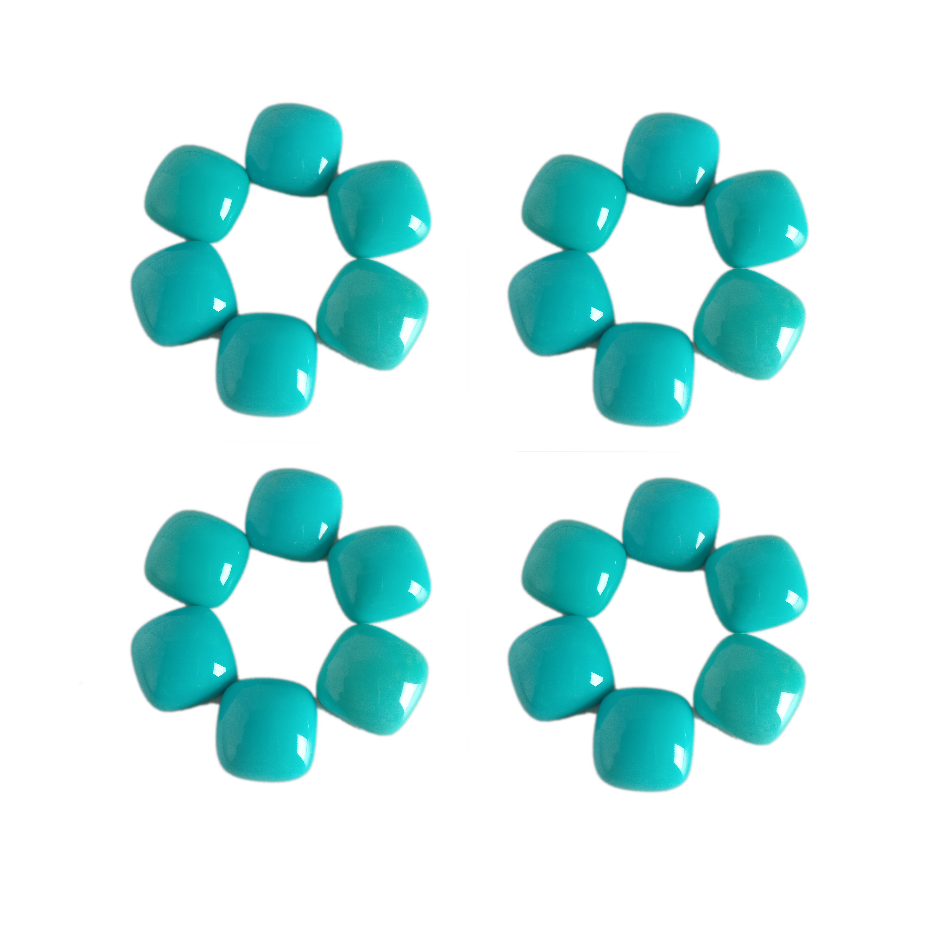 టర్కోయిస్ స్క్వేర్ కాబోకాన్ కాలిబ్రేటెడ్ టర్కోయిస్ బ్యాక్ ఫ్లాట్ రత్నాలు 15