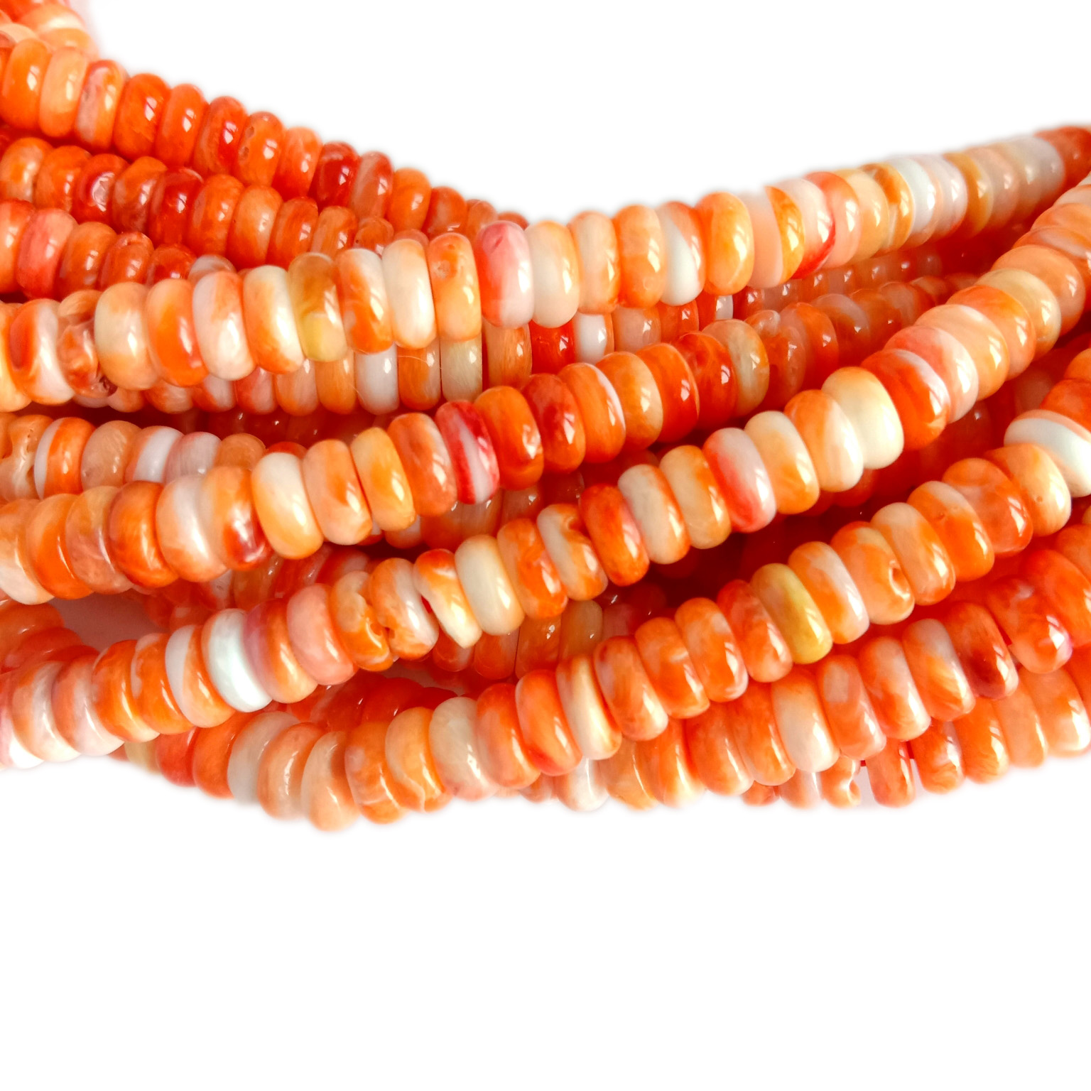 Orange Spiny Oyster BEADS 5mm Rondelles Natural SHELL kupanga zodzikongoletsera 29
