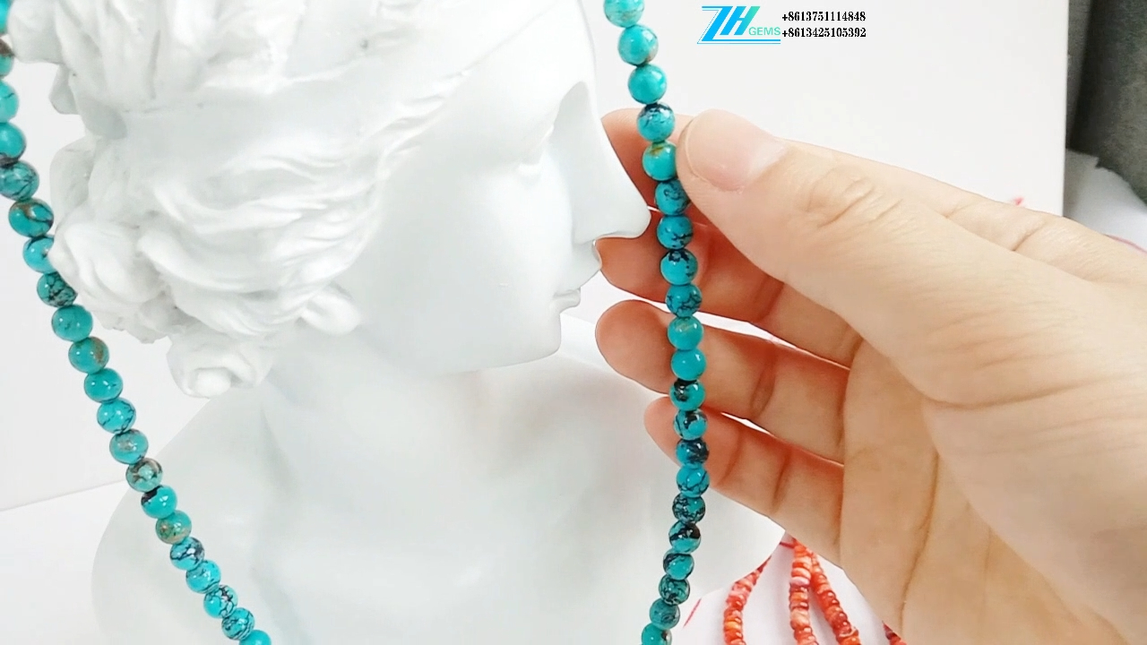 Manik biru turquoise hijau tulen untuk fizikal lelaki wanita 12