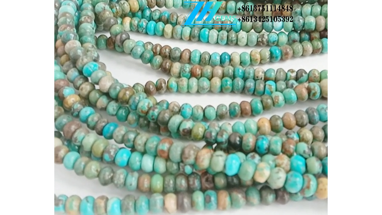 Manik rondelle Turquoise Asli 10-20mm Turquoise biru 12
