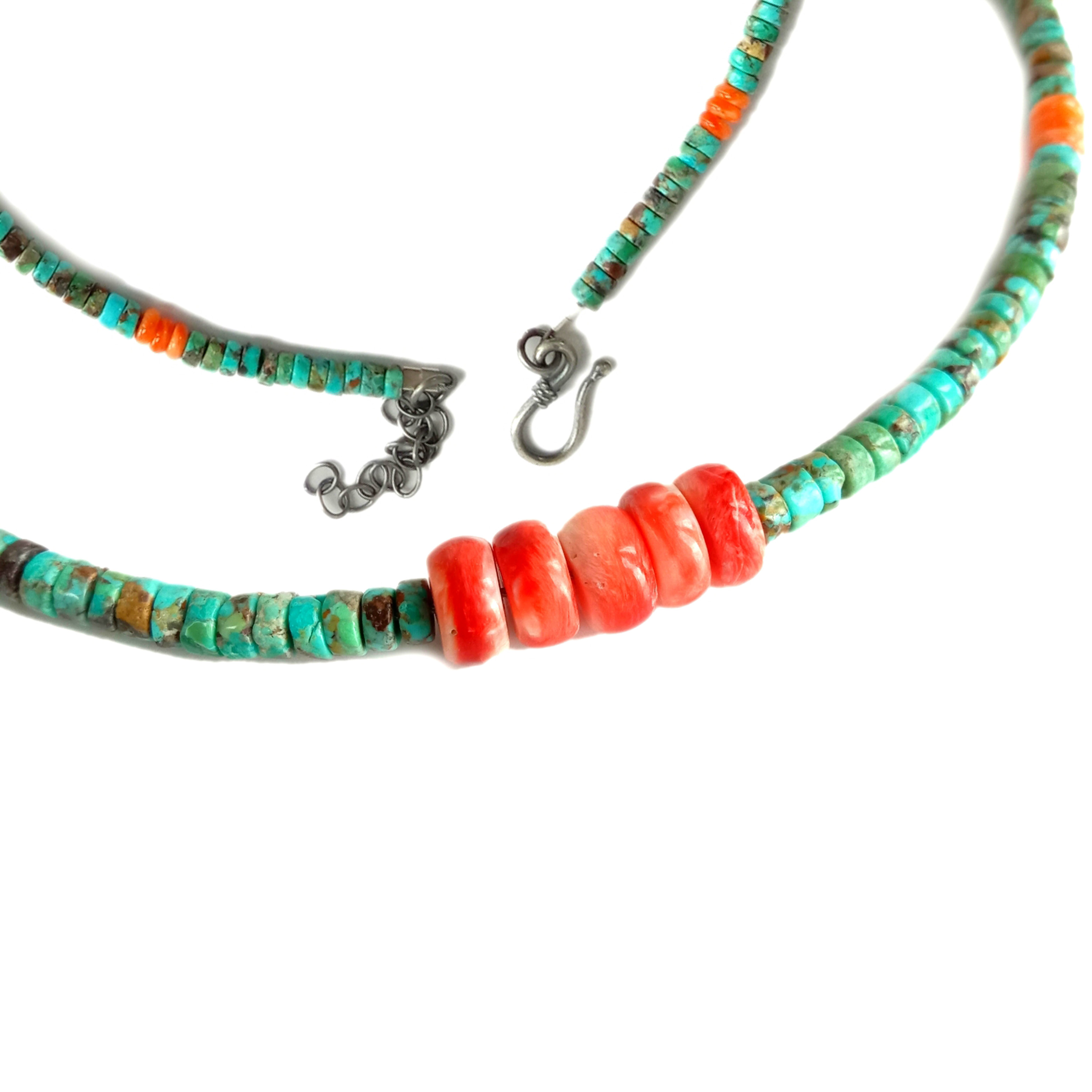 925 Sterling Silver Adayeba spiny gigei ati Turquoise Jewelry ileke High didara ẹgba 15