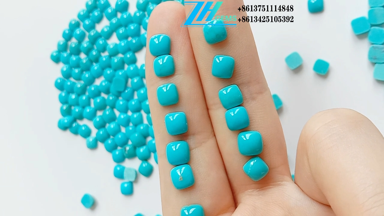 綠松石凸圓形藍色 6X6 毫米寶石天然珍貴 9