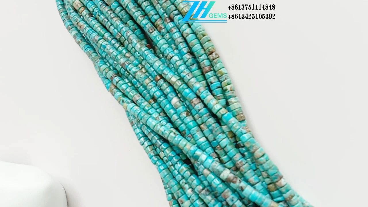 Turquoise Heishi Beads biru tulen Batu Permata semulajadi 12