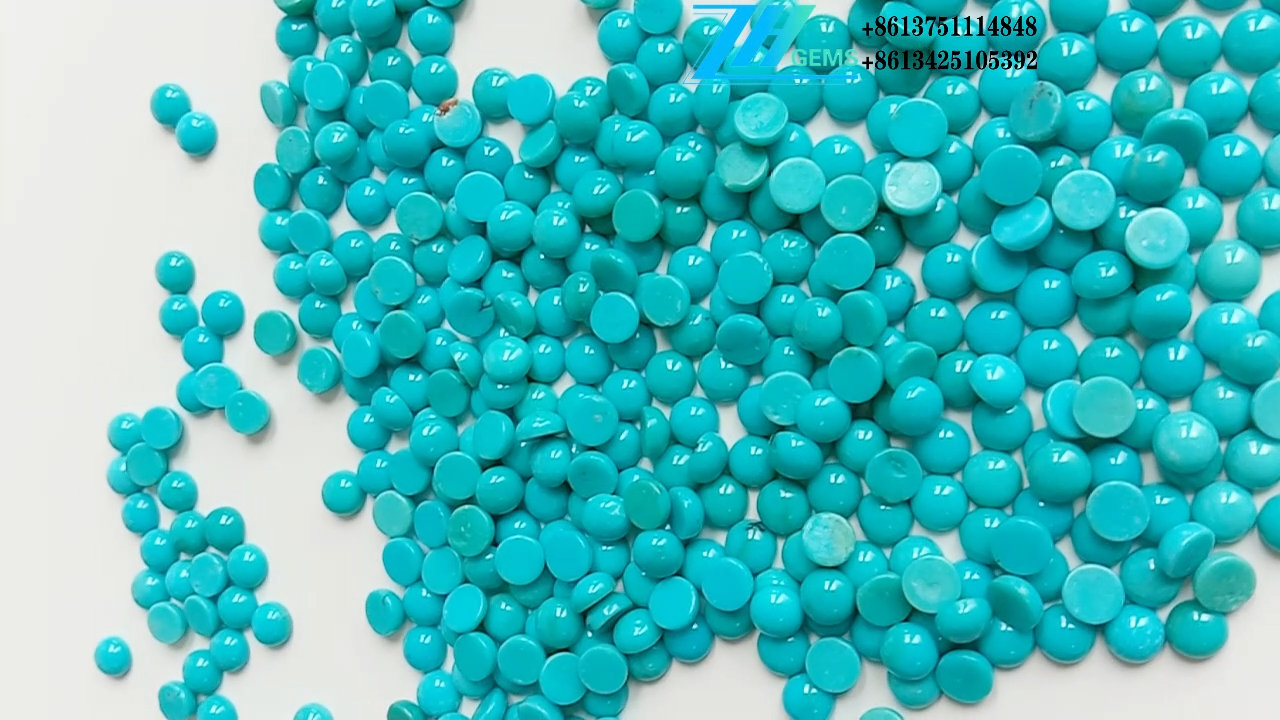 Кабашон з натуральнай бірузы 8 мм, сіні, ювелірныя вырабы LooseGemstones 9