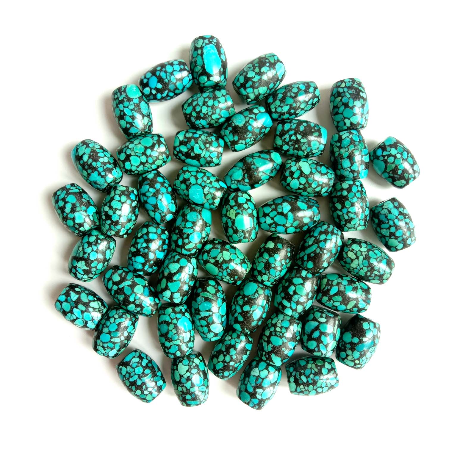 天然綠松石 10X20 毫米管珠藍色寶石綠松石珍貴寶石 18